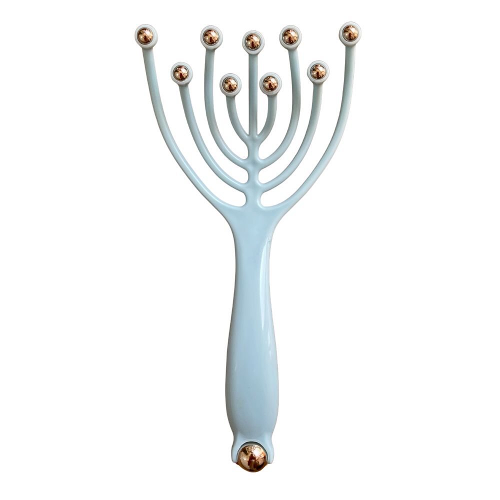 Masajeador de cabeza 9 bolitas de acero celeste