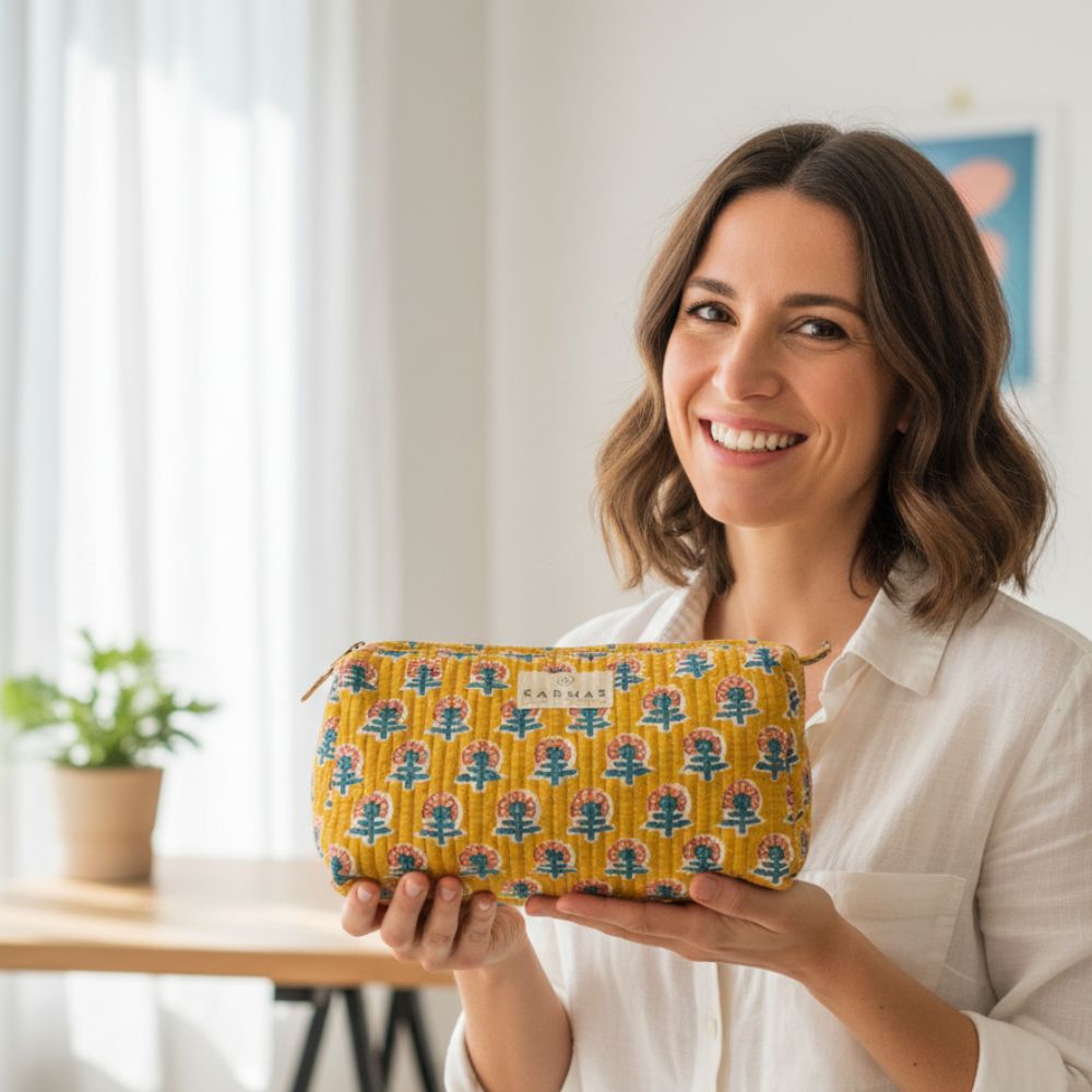 Cosmetiquero / Neceser Algodón Girasol