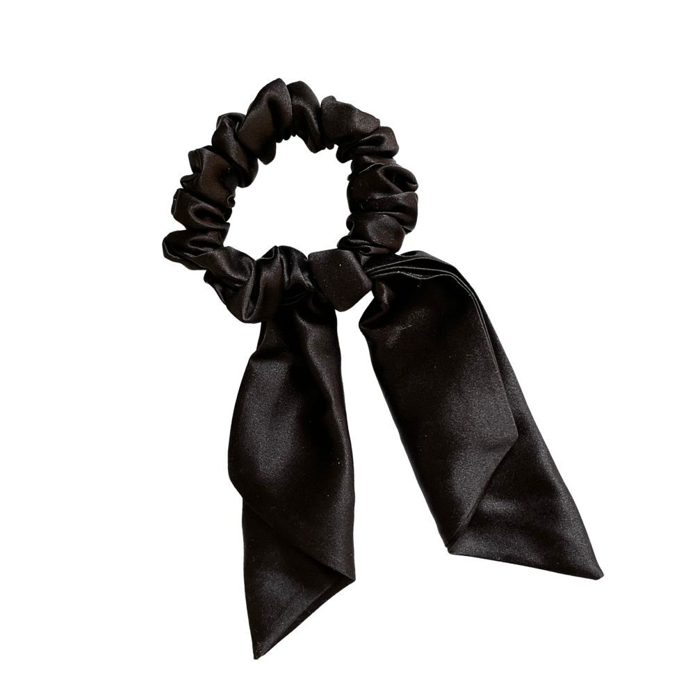 Scrunchie Lazo Seda Mulberry Negro