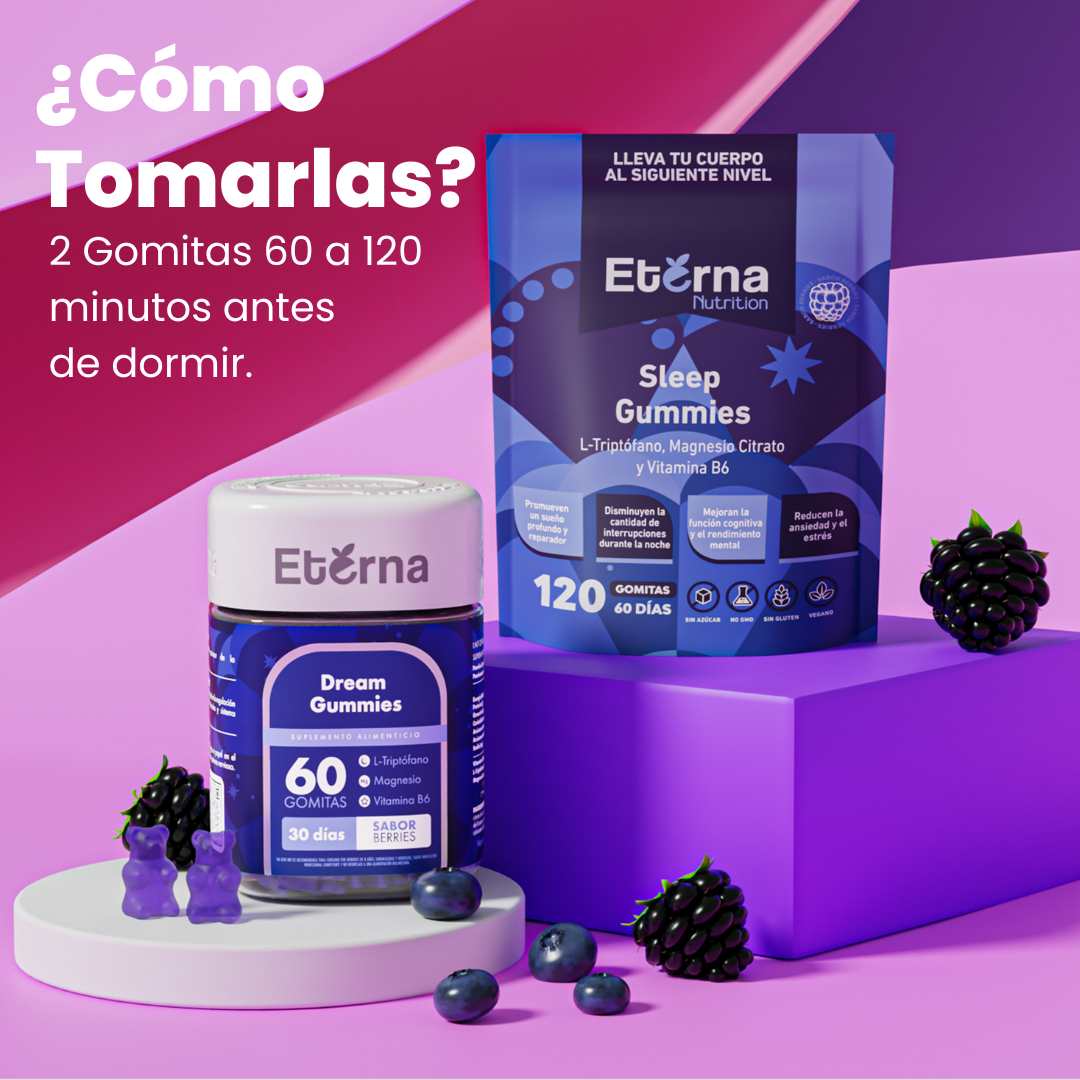 Gomitas Eterna Para Dormir Con L-triptófano, Magnesio Y Vitamina B6:60 Días