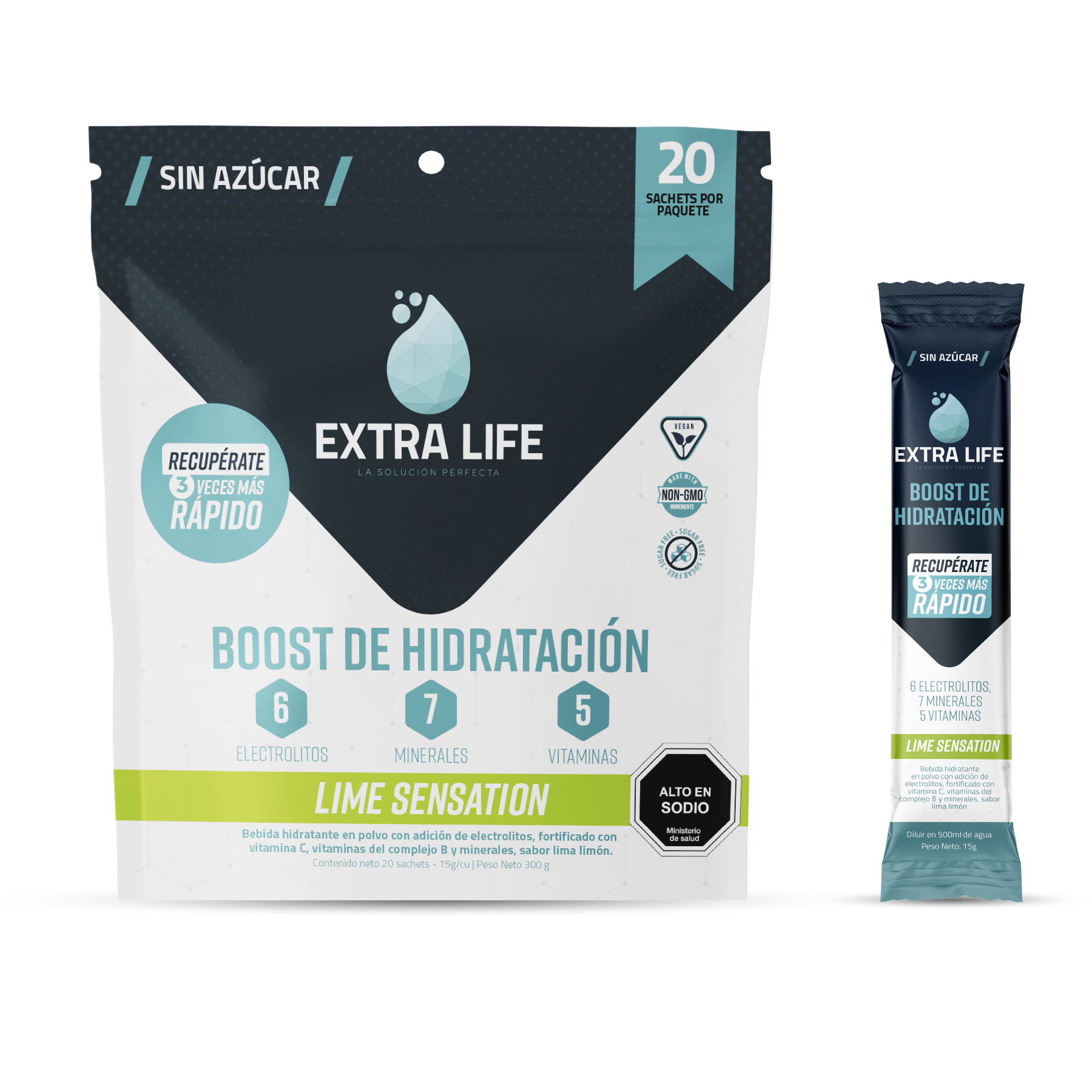 Boost De Hidratación Extra Life 60 Sachets Lime Sensation