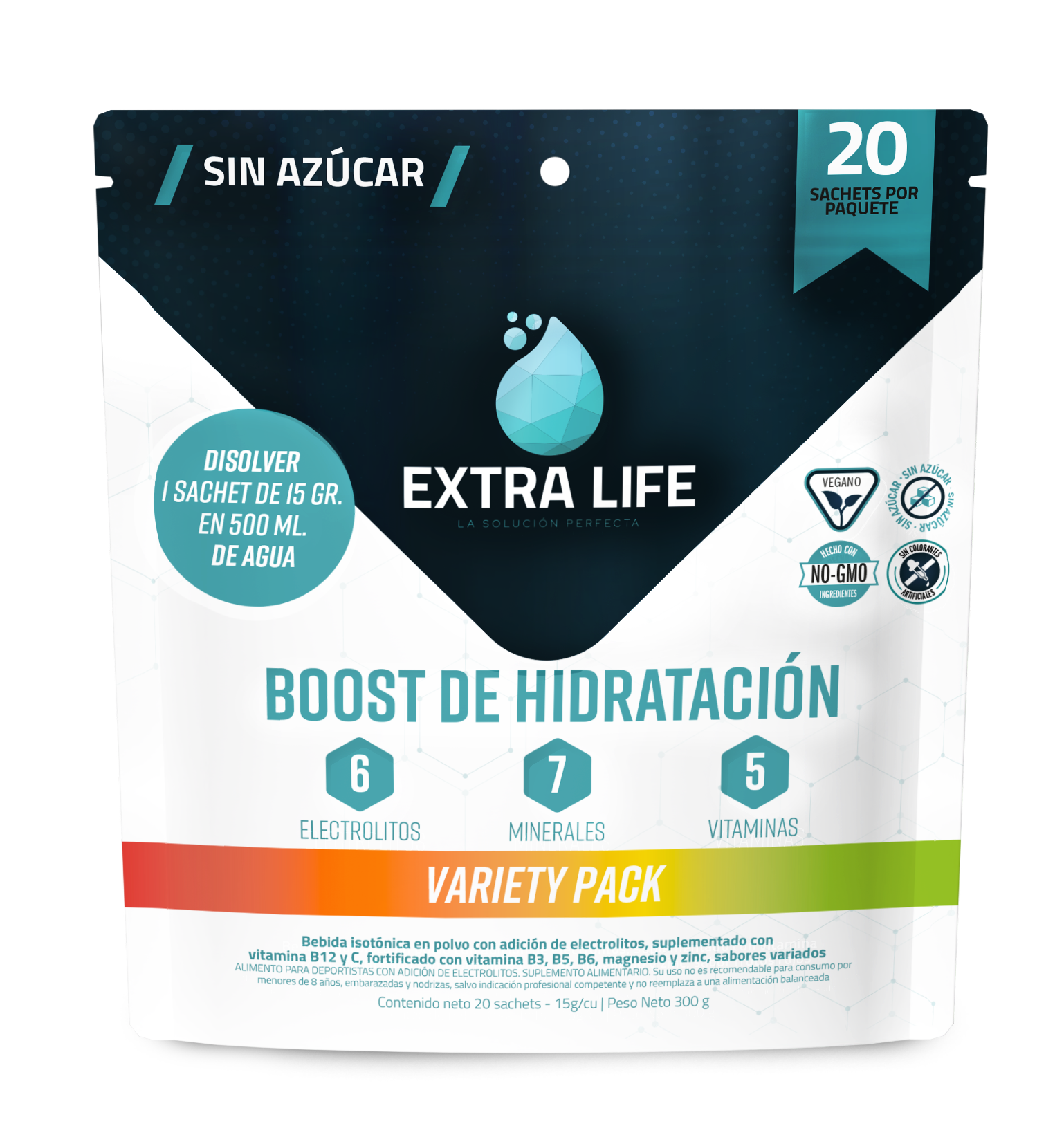 Boost De Hidratación Extra Life 20 Sachets Variety Pack