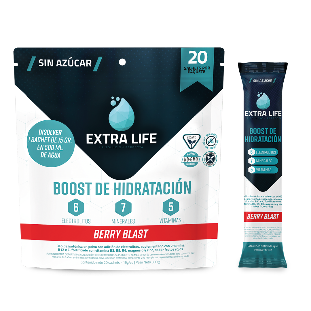 Boost De Hidratación Extra Life 20 Sachets Berry Blast