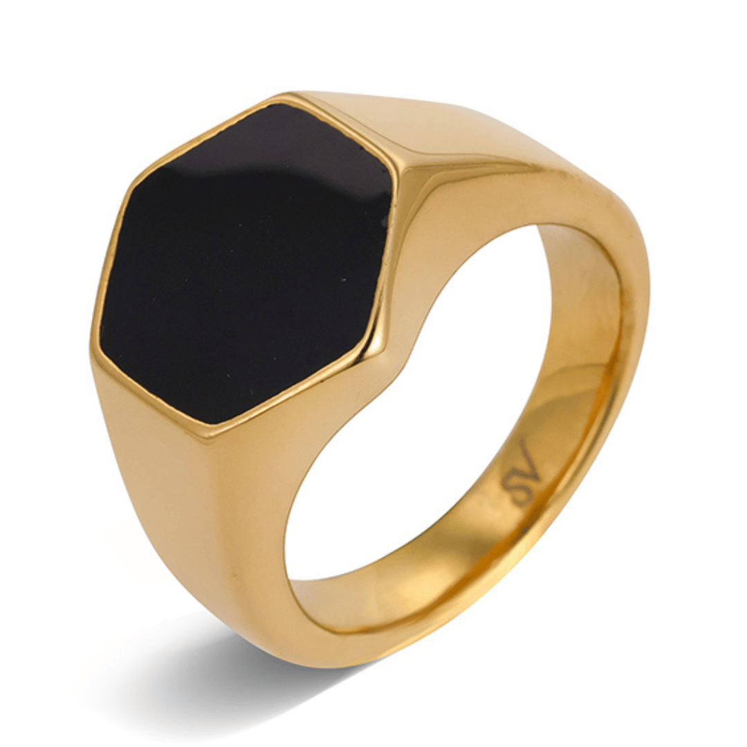 Anillo Classic Onyx Oro 8 US