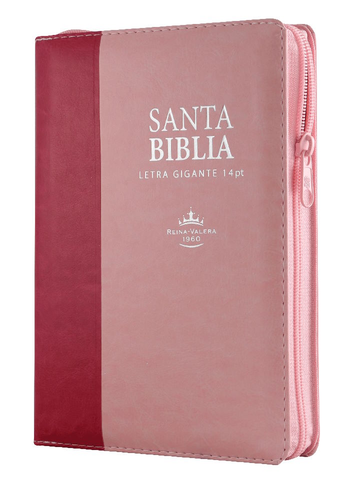 Biblia Reina Valera 1960 Mediana Letra Gigante Imitación Piel Rosa Rosa