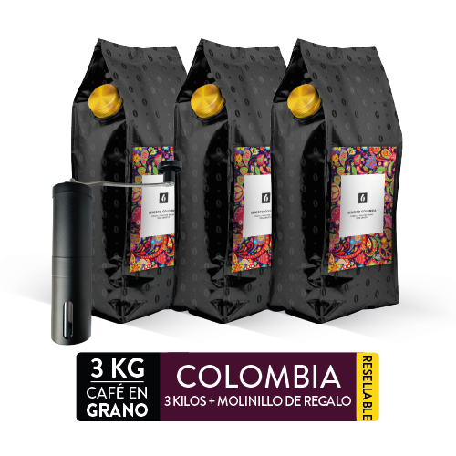 3 kg cafe Colombia más molinillo