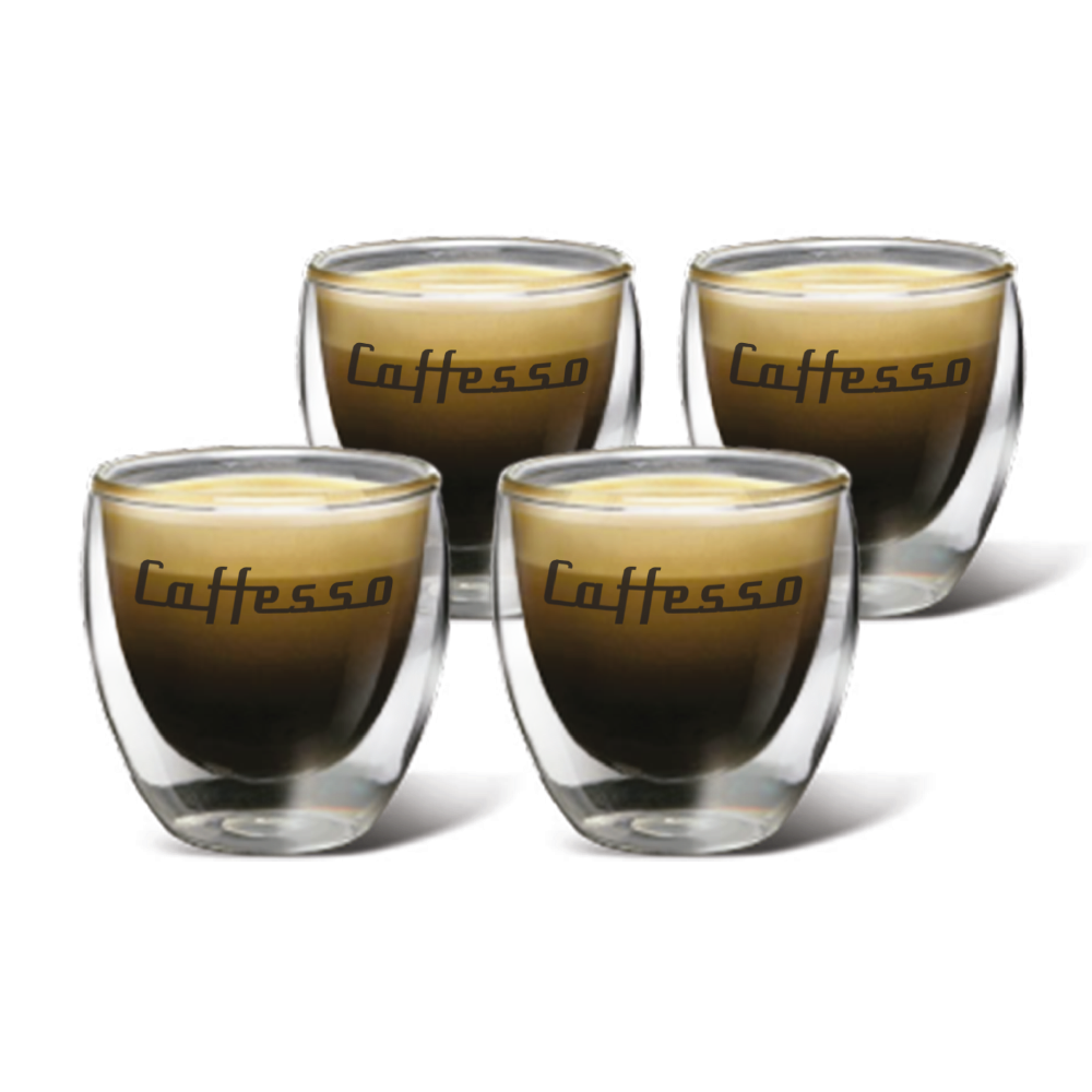 4 Tazas Doble Vidrio Borosilicato Caffesso 90 ml