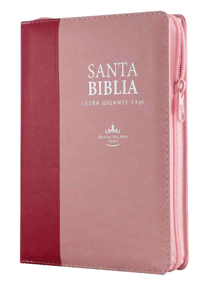 Biblia Reina Valera 1960 Mediana Letra Gigante Imitación Piel Rosa Rosa