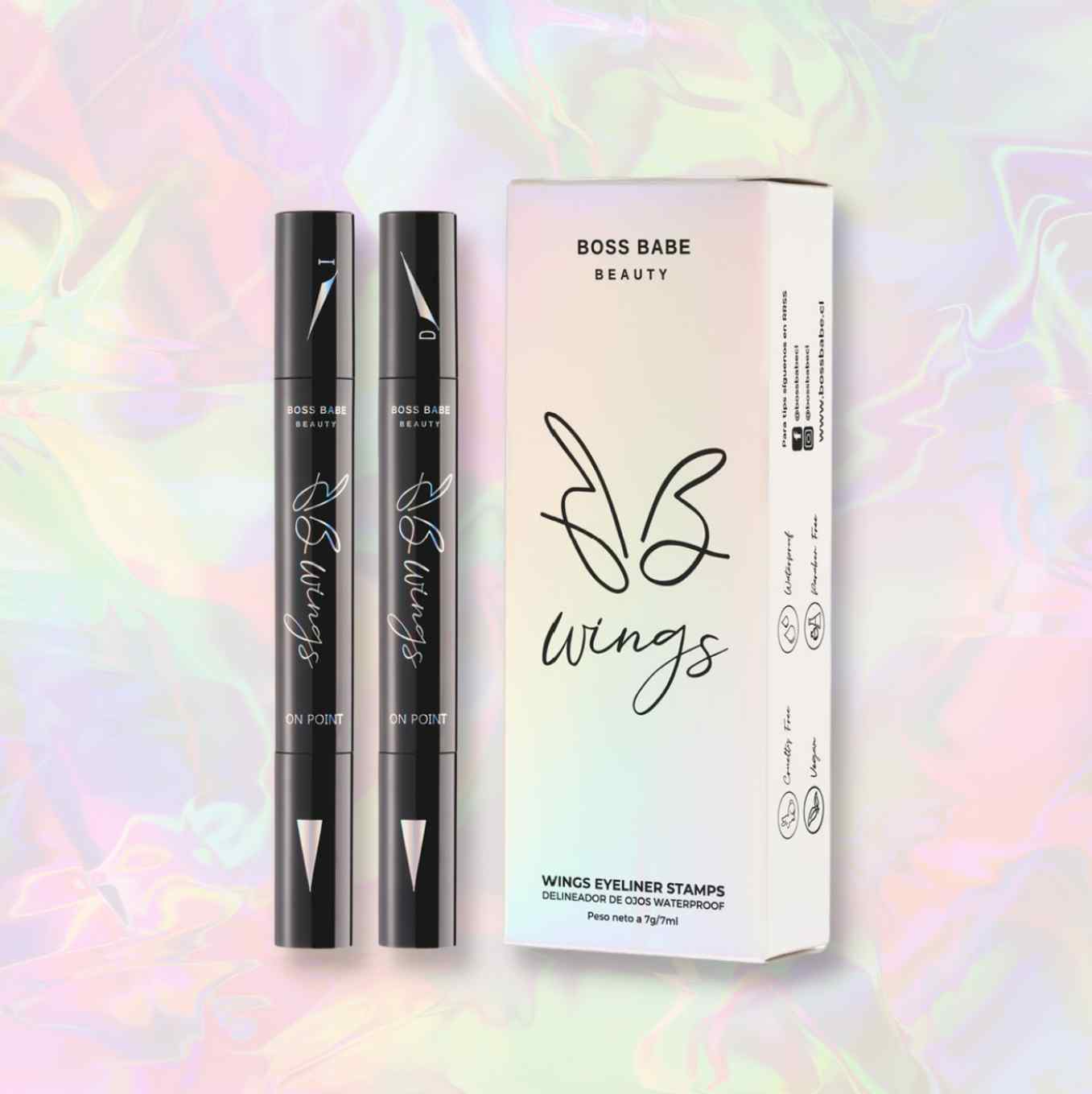 Kit delineador Wings Eyeliner Stamps edición “Graphic Eyeliner” – Negro Intenso Boss Babe