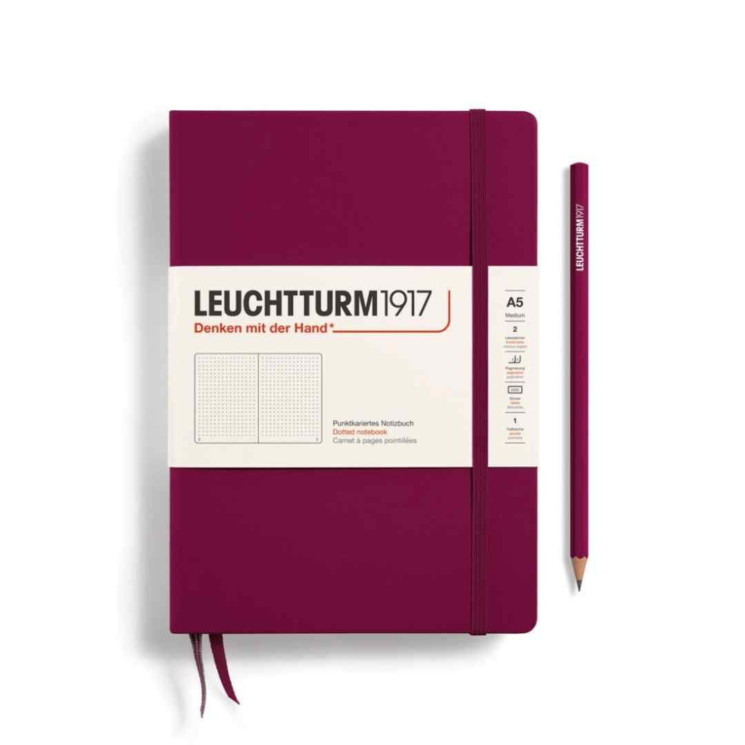 Libreta Leuchtturm mediana tapa dura punteada - Port Red