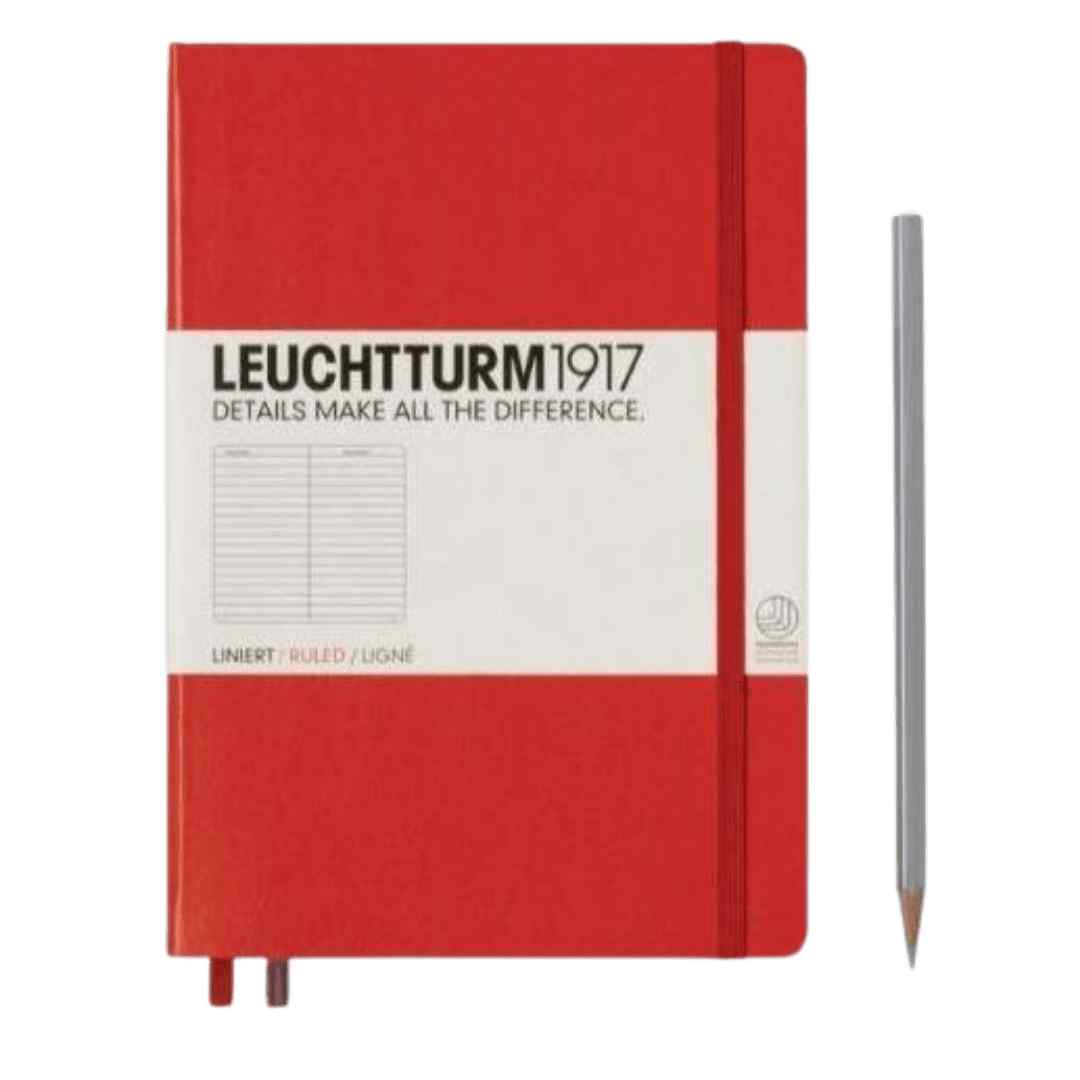 Libreta Leuchtturm Mediana Tapa Dura Composición Roja