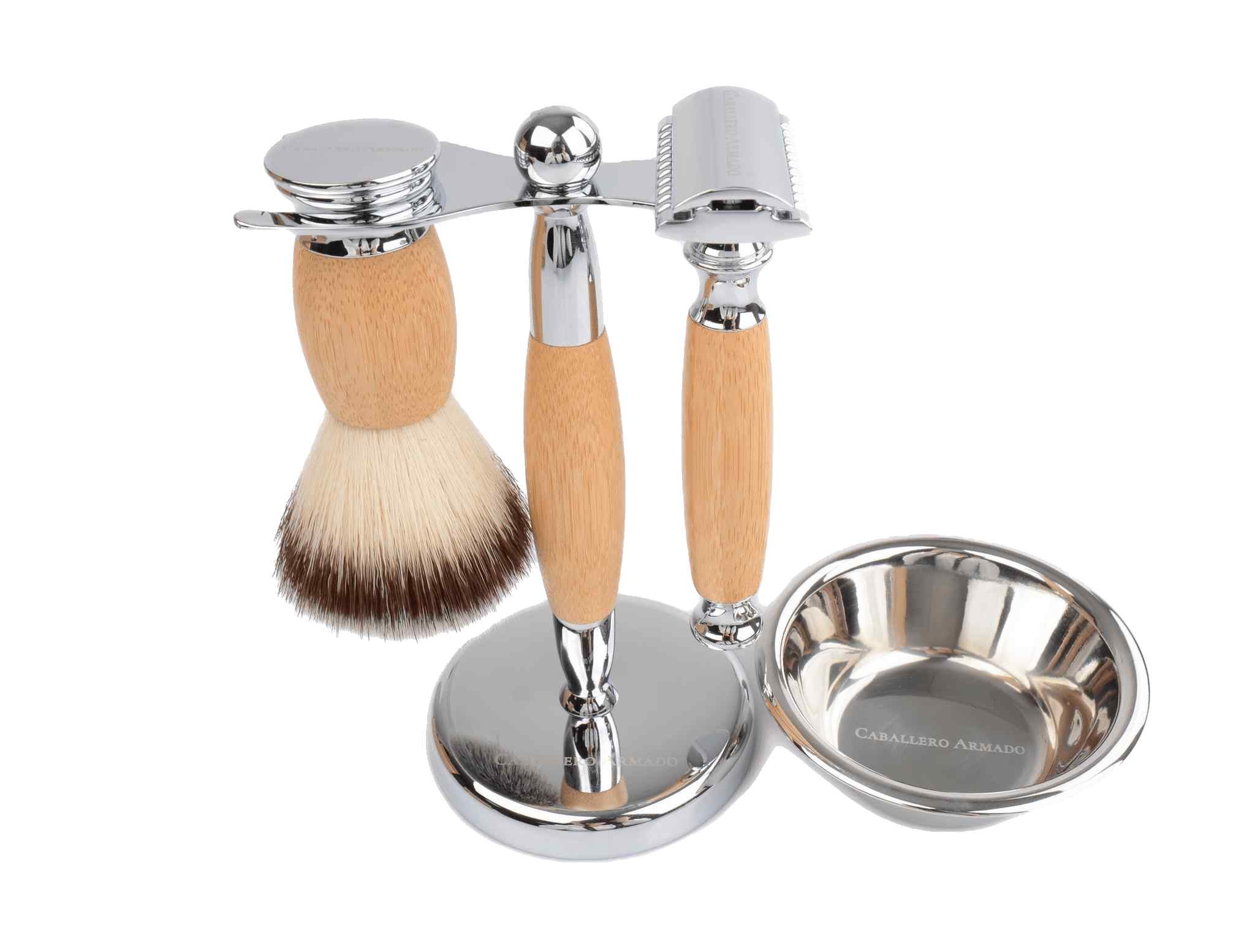 Set De Afeitado De Bamboo ( Razor   Soporte   Bowl   Hisopo )