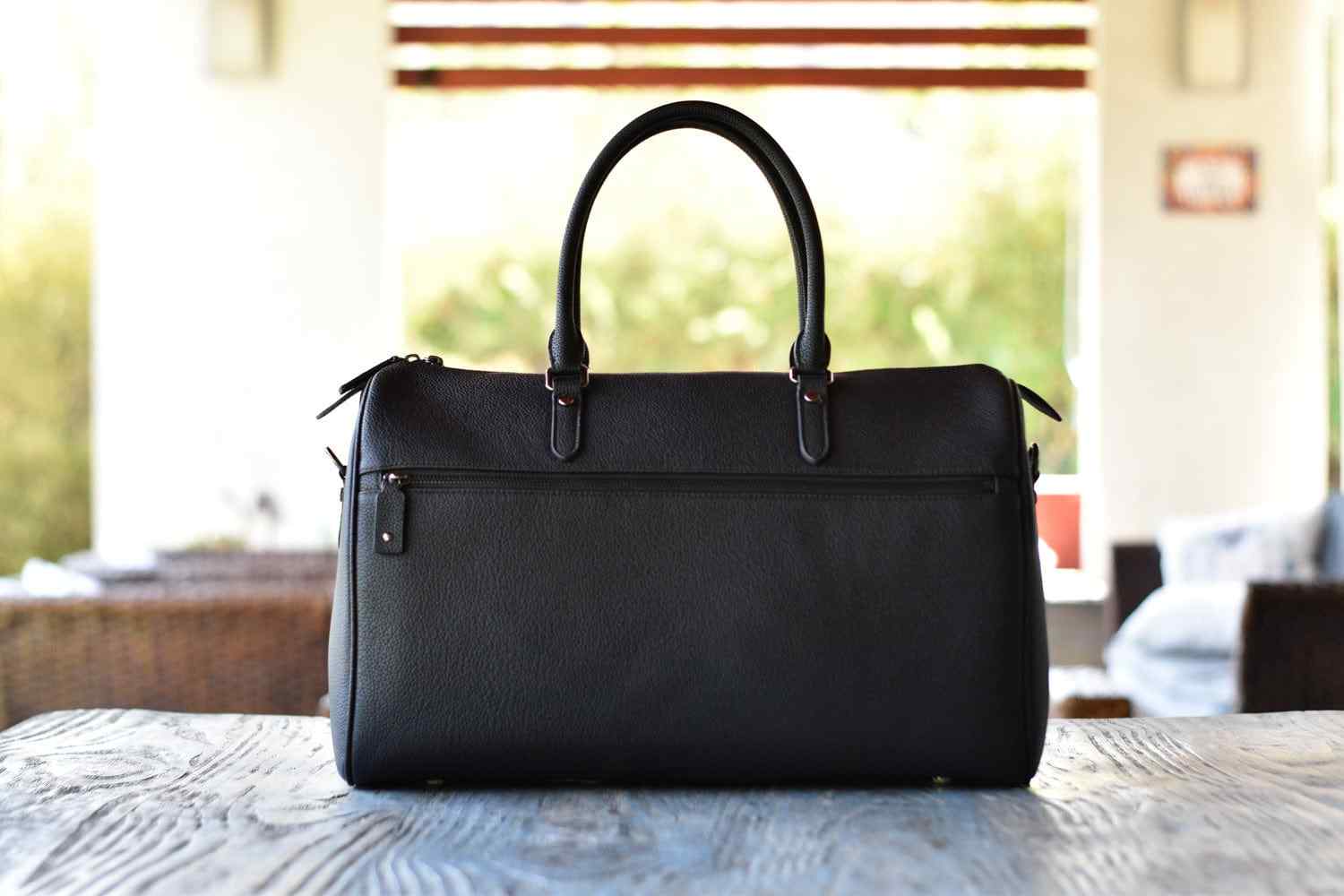 Bolso De Fin De Semana   Cuero Negro Full Grain Maximo Grado