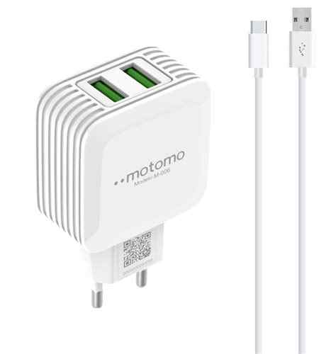 PACK MOTOMO CABLE TIPO C + CARGADOR 12W BLANCO