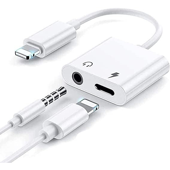 ADAPTADOR GENERICO LIGHTNING TO 3.4 + CARGADOR LIGHTNING BLANCO