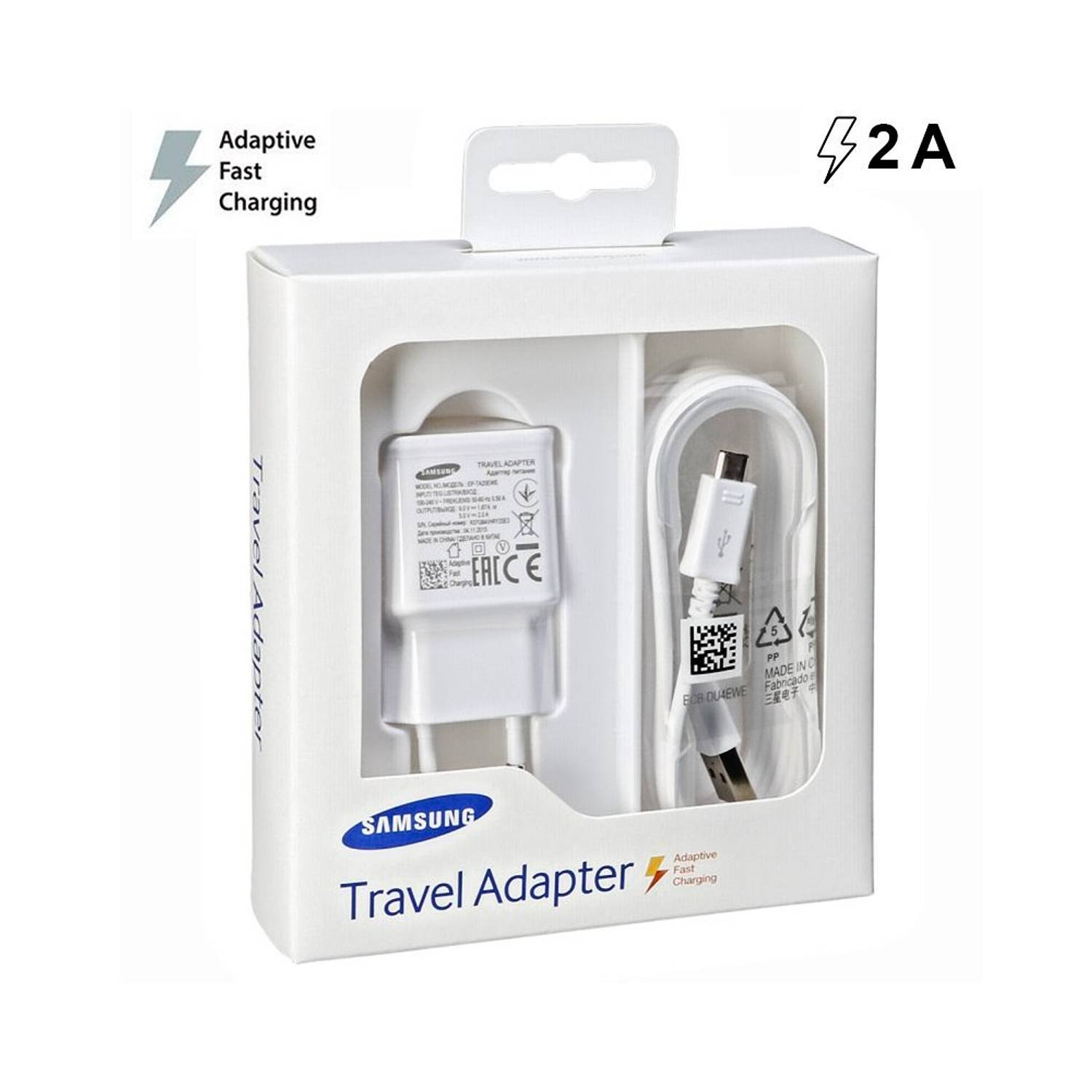 CARGADOR SAMSUNG PACK CABLE V8 & CARGADOR BLANCO