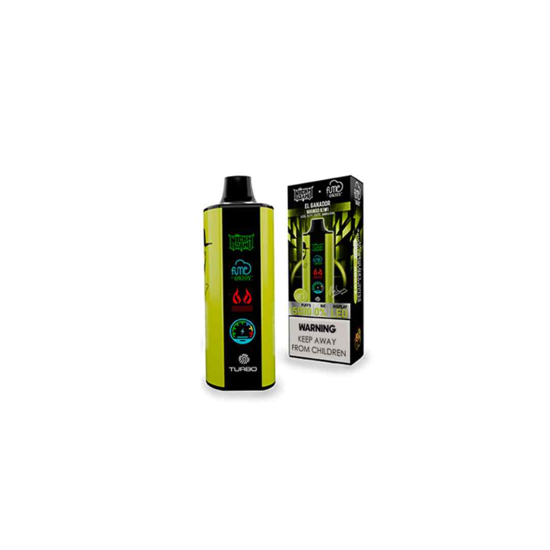 VAPE FUME NICKY JAM 15.000 PUFF 0% NIC EL GANADOR (MANGO, KIWI)