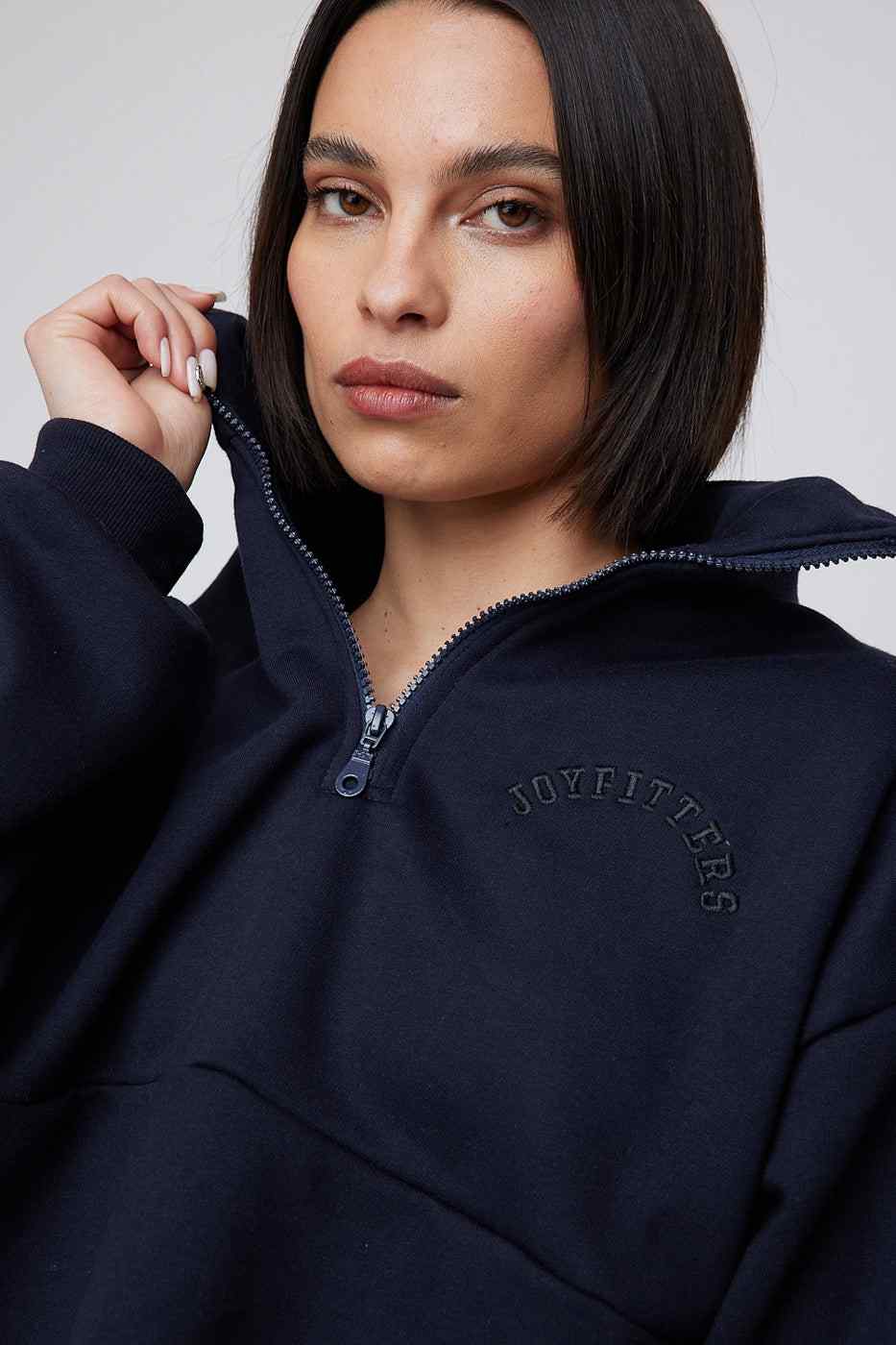 Zip Sweatshirt Crop Deep Blue TU