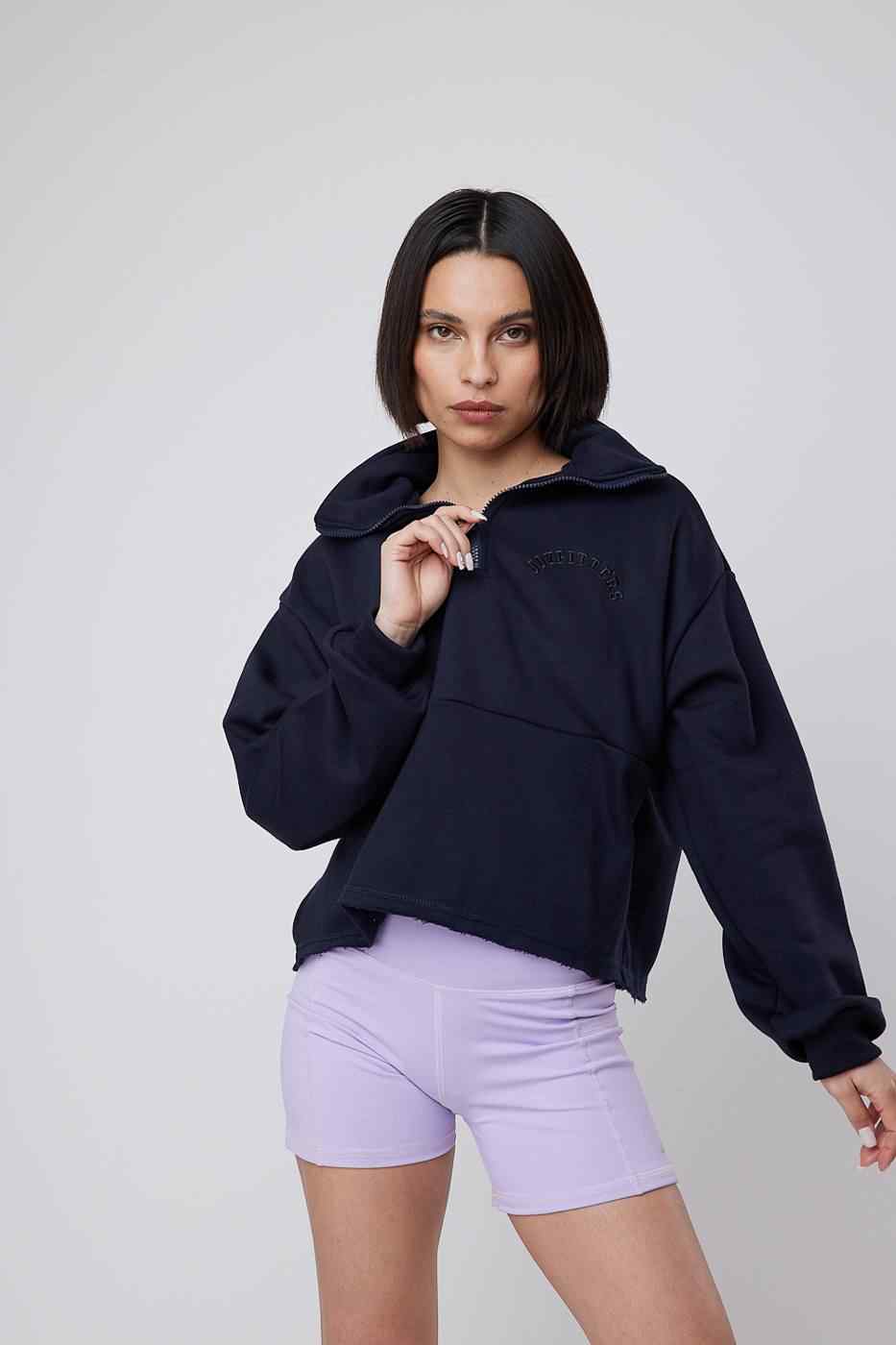 Zip Sweatshirt Crop Deep Blue TU