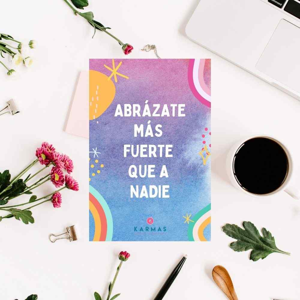 Postal con actividad al reverso "Carta de amor para mí" Abrázate más fuerte