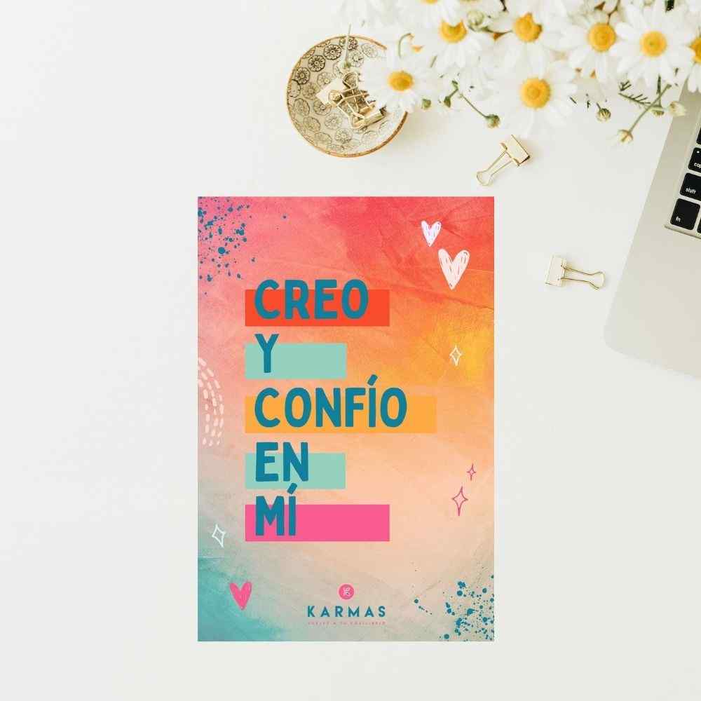 Postal con actividad al reverso "Carta de amor para mí" Creo y Confío en Mí