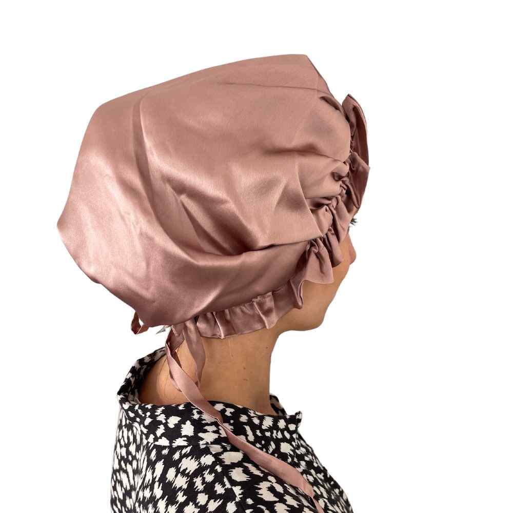 Turbante doble capa de Seda Mulberry con borde ajustable Palo rosa