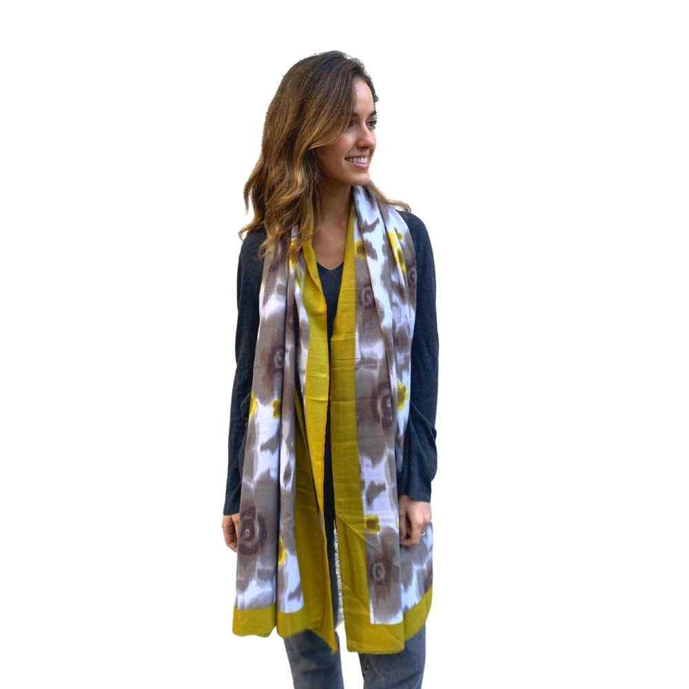 Bufanda Oversize Mostaza borde mostaza