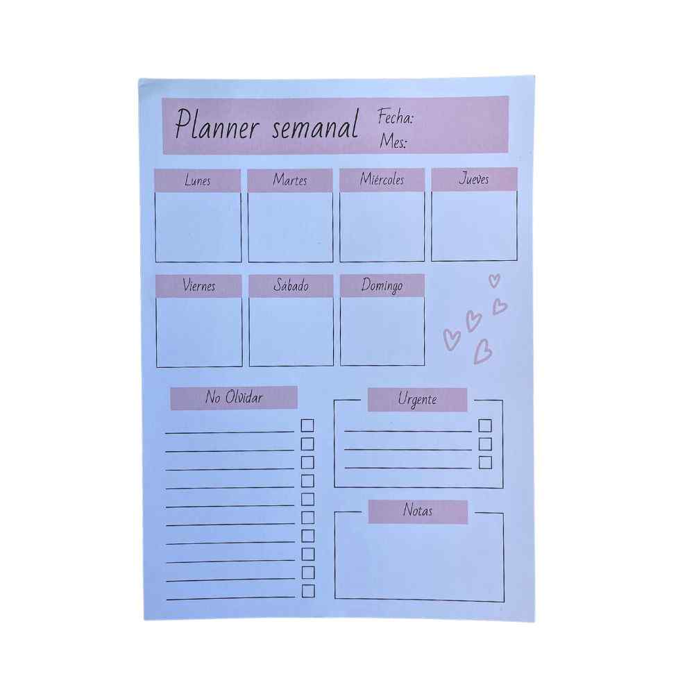 Week Planner grande corazones