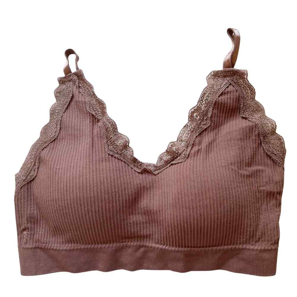 Bralette Peto Roberta Borde Encaje Palo Rosa