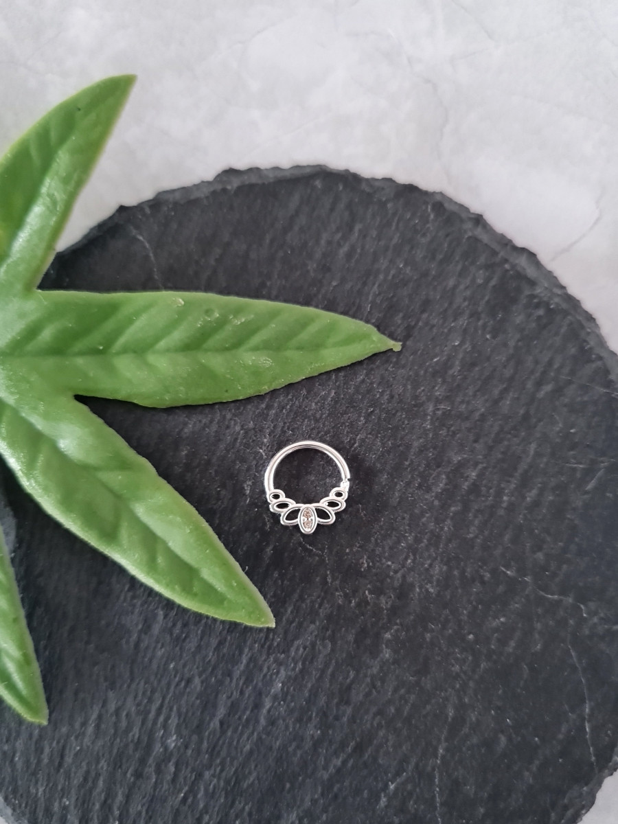 Aros Piercing Florcita Baño de Plata