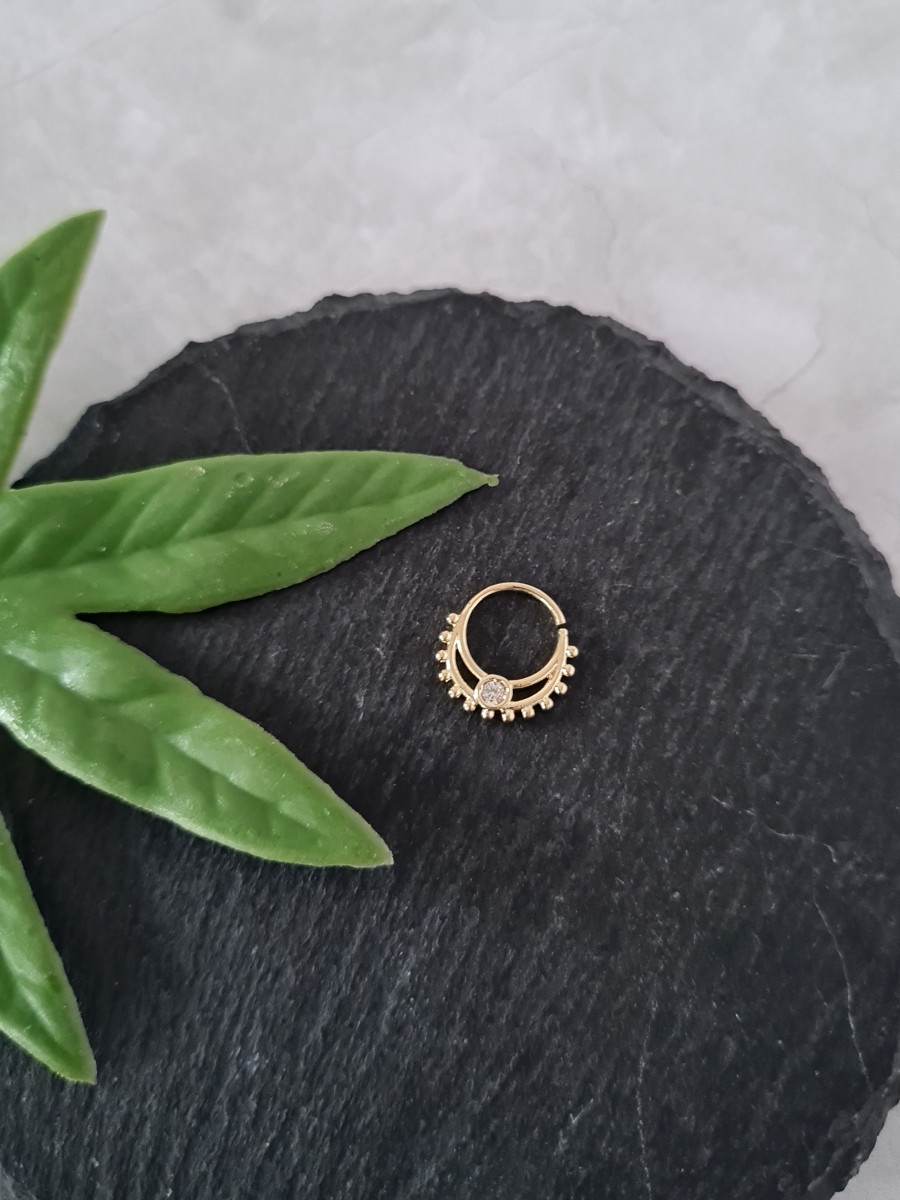 Aros Piercing Circón Baño de Oro