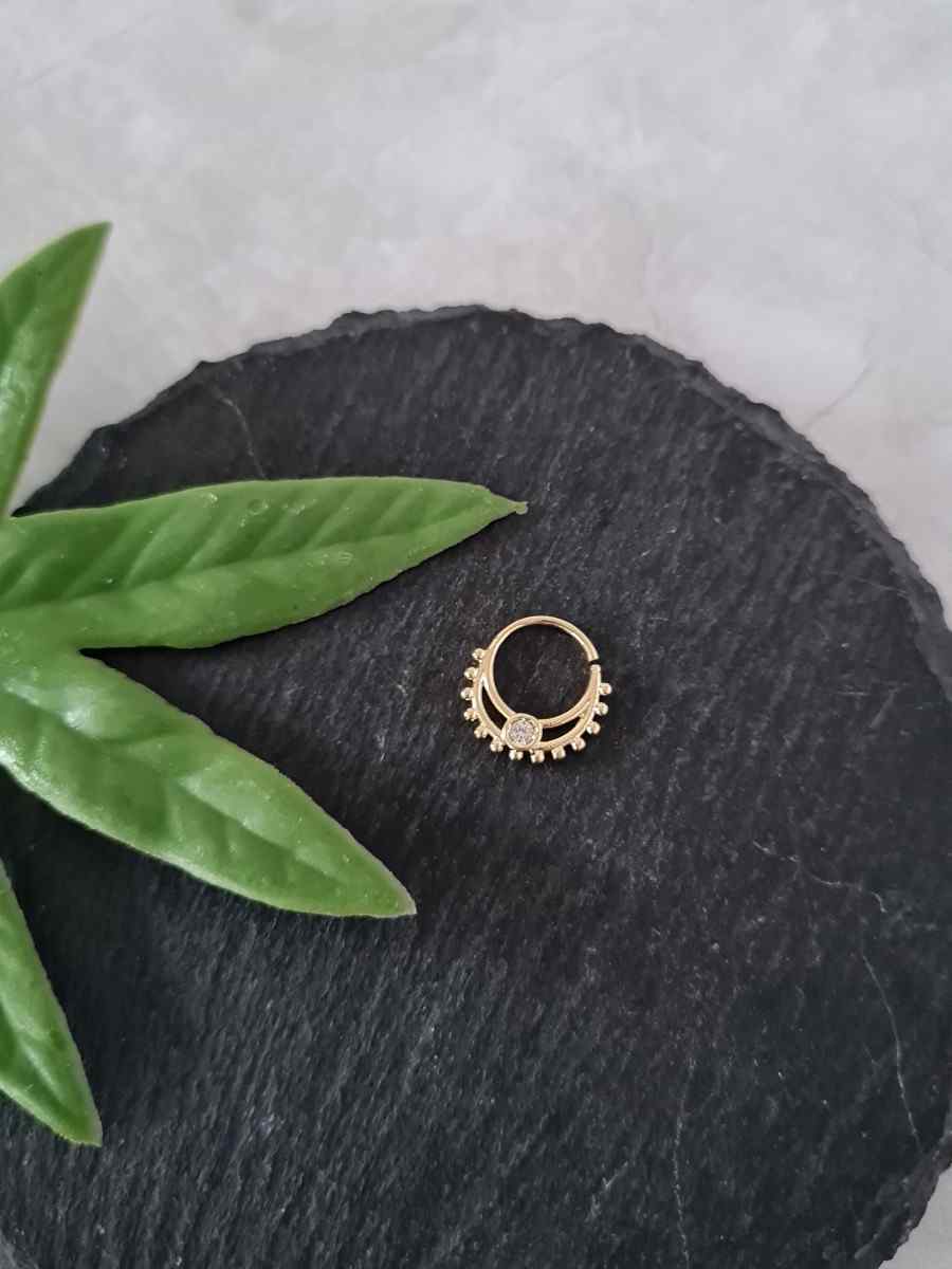 Aros Piercing Circón Baño de Oro