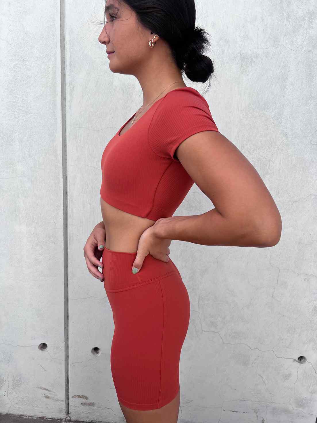 Leggings short fit rojo talla XS