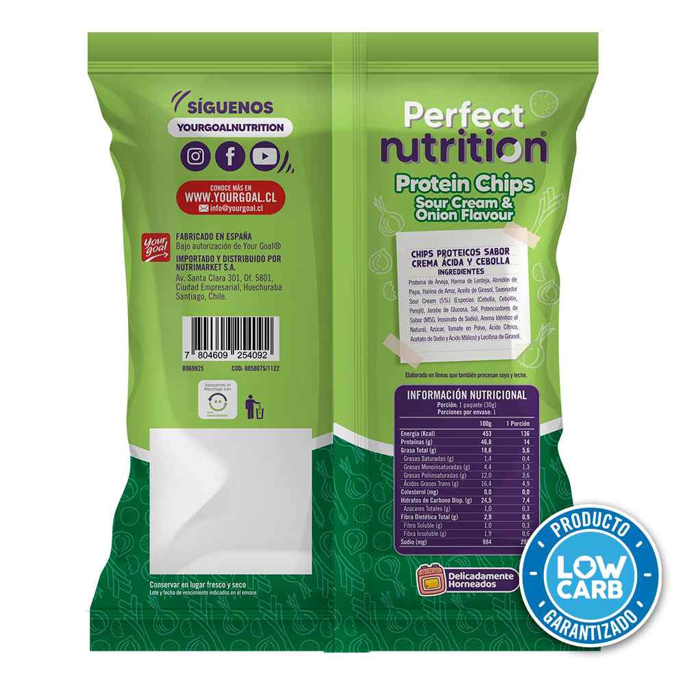 PERFECT NUTRITION PROTEIN CHIPS SOUR CREAM & ONION FLAVOR - 1 UNIDAD