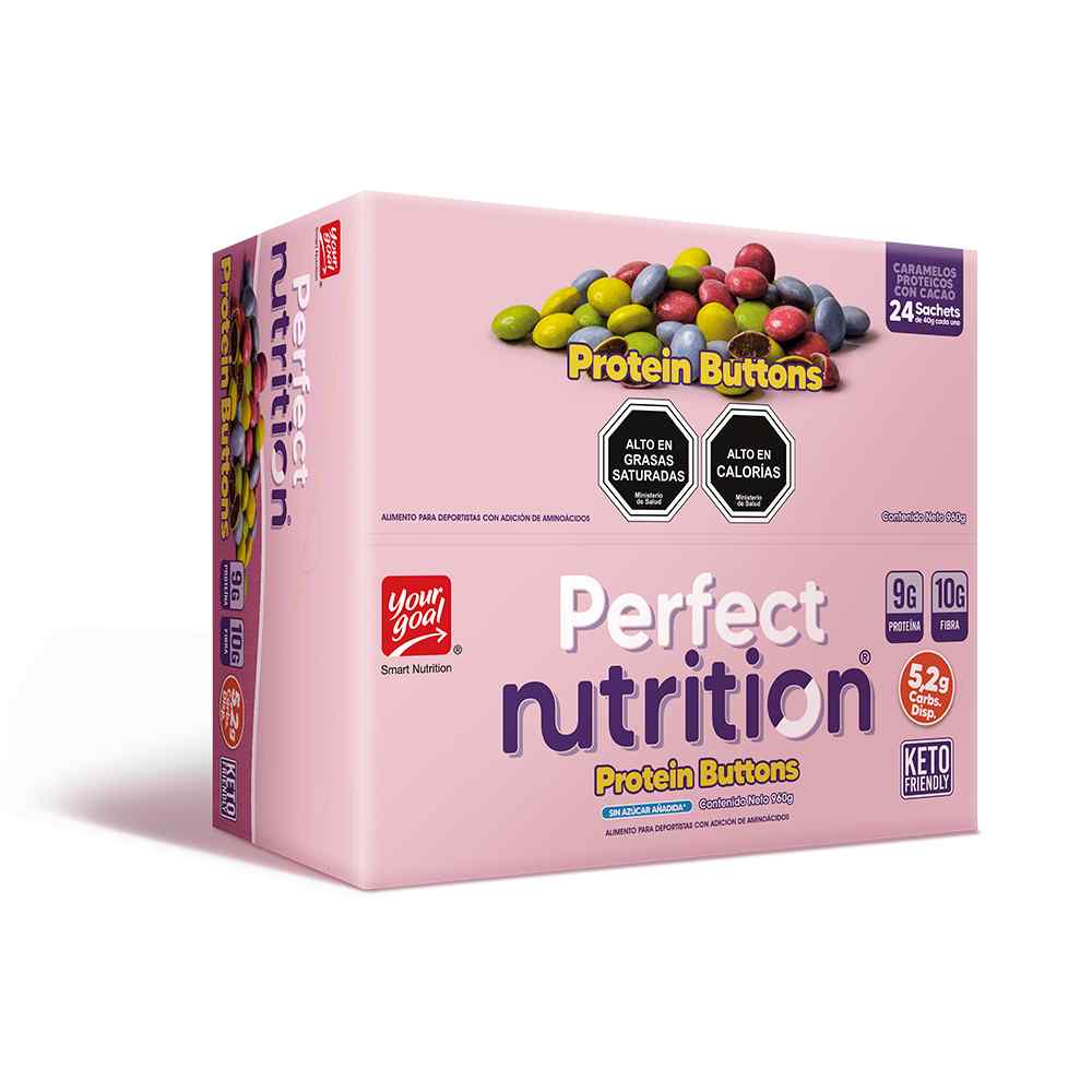 PERFECT NUTRITION PROTEIN BUTTONS - DISPLAY 24 UNIDADES